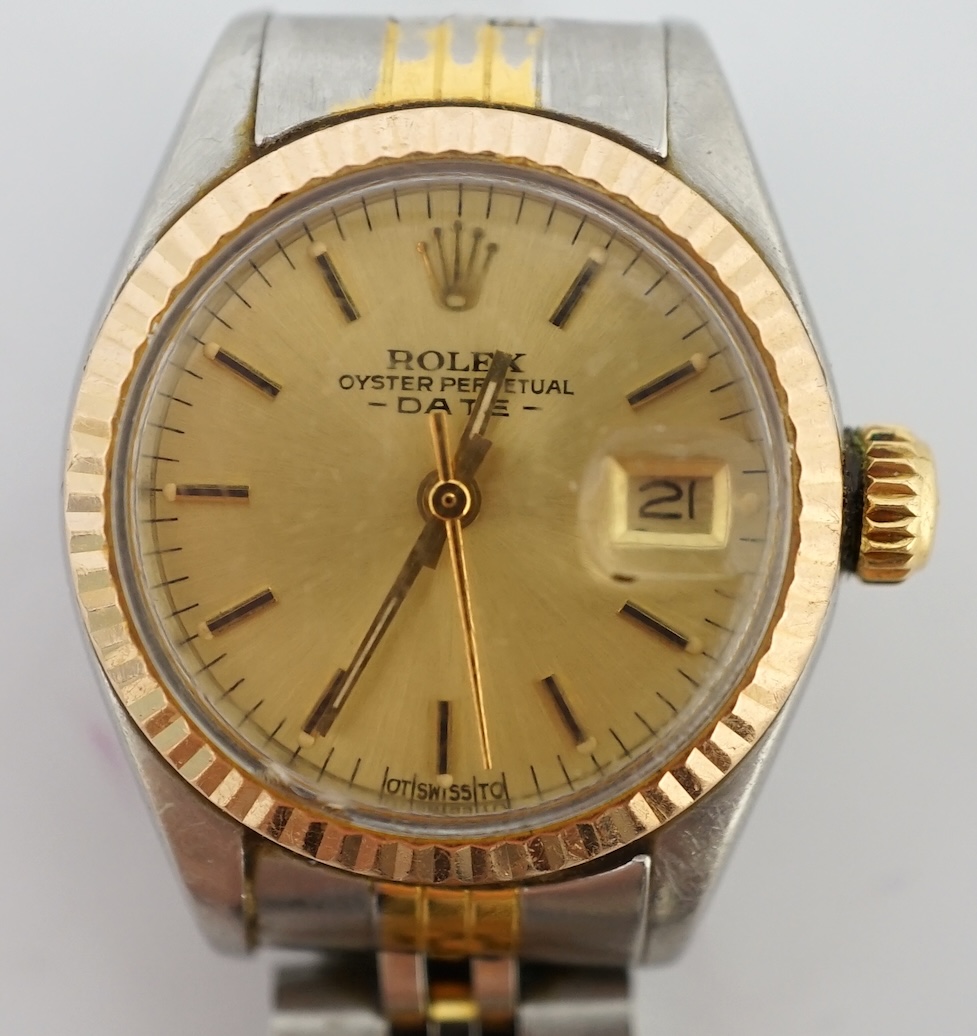 A lady's late 20th century steel and gold Rolex Oyster Perpetual Date wrist watch